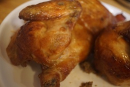 For those who wish to have a less healthy meal, the roast chicken is an alternative